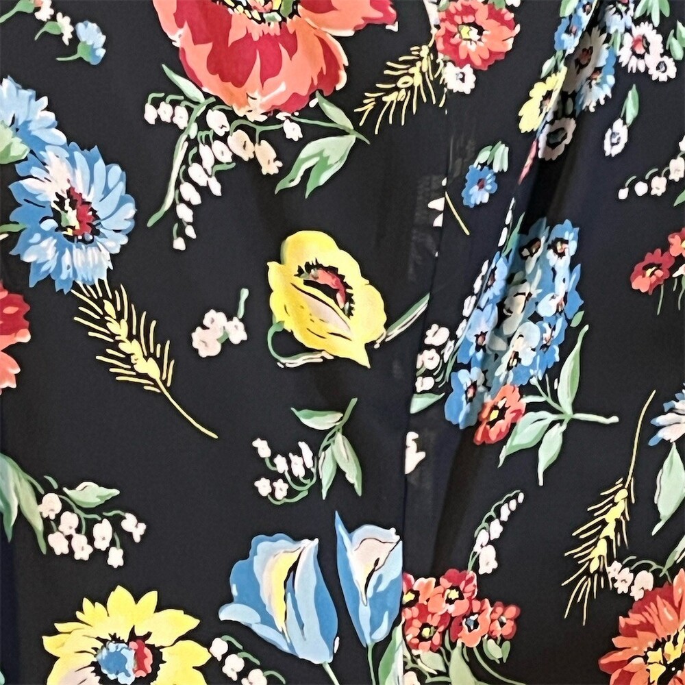 Evan Picone Dress Womens M Black Floral Sheath Sleeveless Scoop Neck